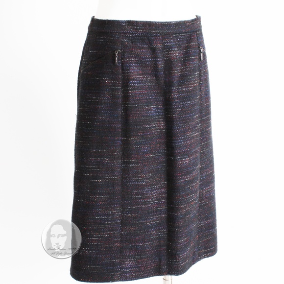Chanel Skirt Multicolor Cotton Blend Tweed Pencil 02A Collection HTF Size 40 - Picture 4 of 11